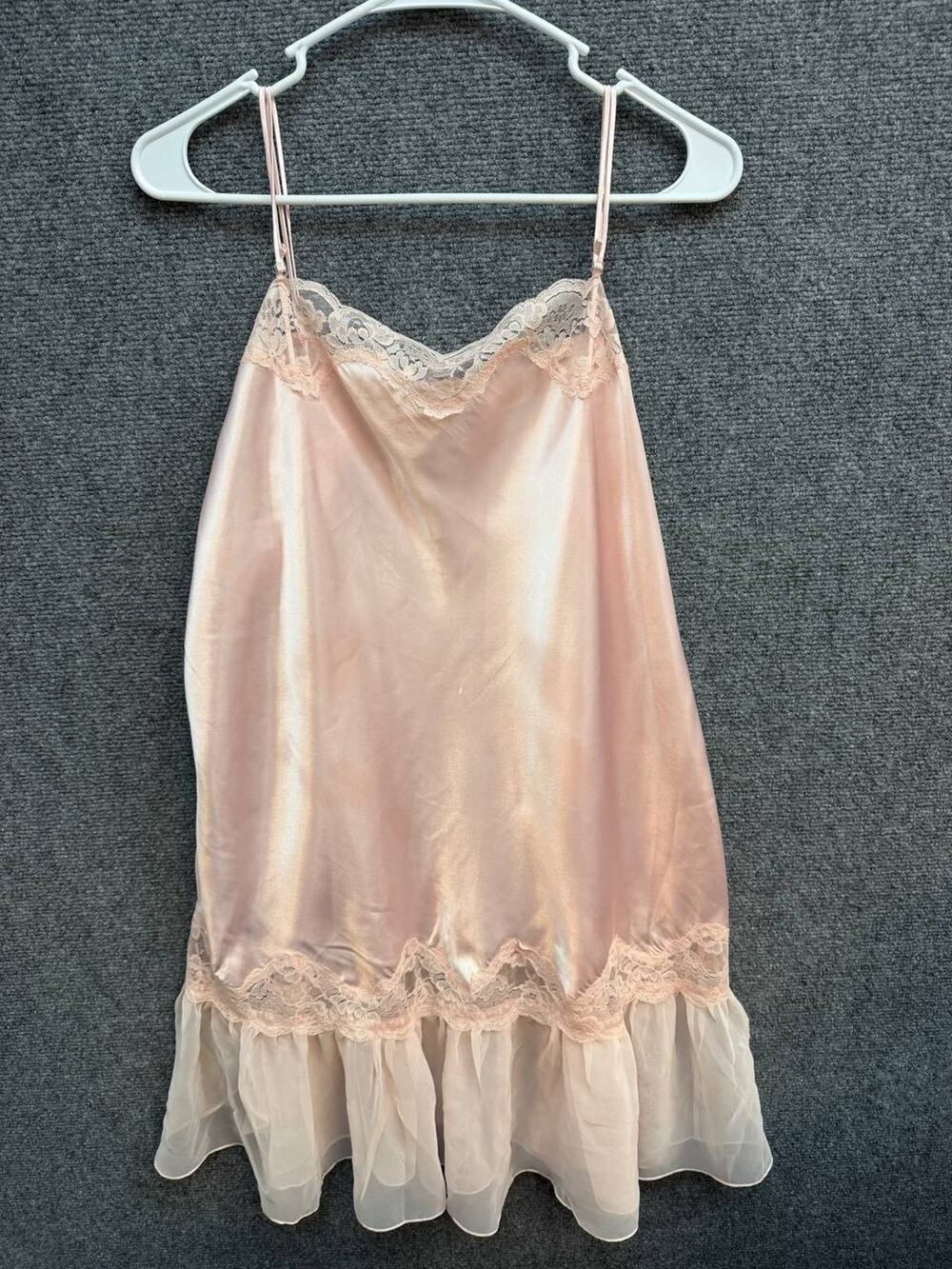 Solange Pink Lace Chemise Nightgown Women's 18/20 Sleeveless Slip Dress 35"
